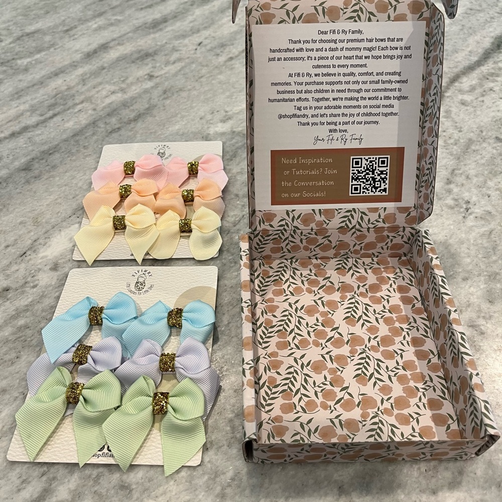 Fifi and Ry Premium Pastel Bow Hair Clips Set